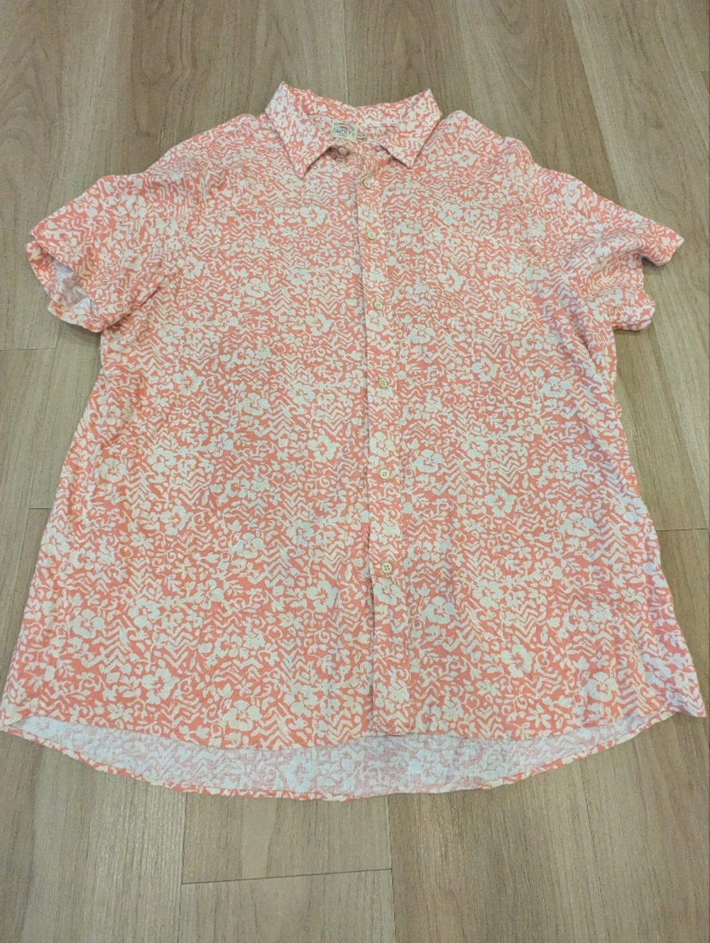 Faherty Coral Abstract Short Sleeve Button Up Size Xxl